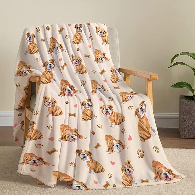 Cute Bulldog Dog Blanket Dog Blanket Gifts Super Soft Bulldog Blanket for Dog 80"x60" for