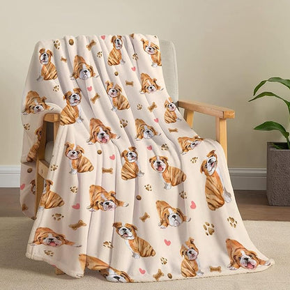 Cute Bulldog Dog Blanket Dog Blanket Gifts Super Soft Bulldog Blanket for Dog 60"x50" for