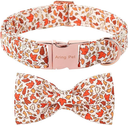 ARING PET Fall Dog Collar-Cute Maple Leaves Dog Collar with Bow