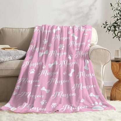 Personalized Dog Blankets Dog Paw Print Blanket Puppy Blanket 50"x40" for