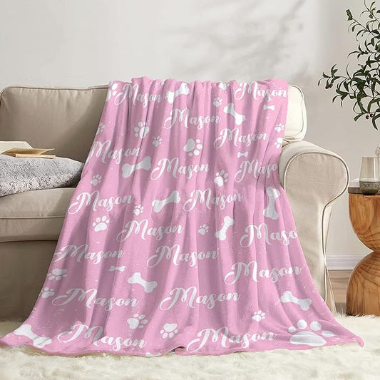 Personalized Dog Blankets Dog Paw Print Blanket Puppy Blanket 50"x40" for