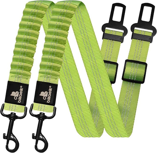 Dog Seat Belt,Retractable Dog Seatbelts Harness for Car,Adjustable Seatbelt Pet Safety Seat Belts with Elastic Bungee Buffer and Restraint Reflective (2 Piece/Green)