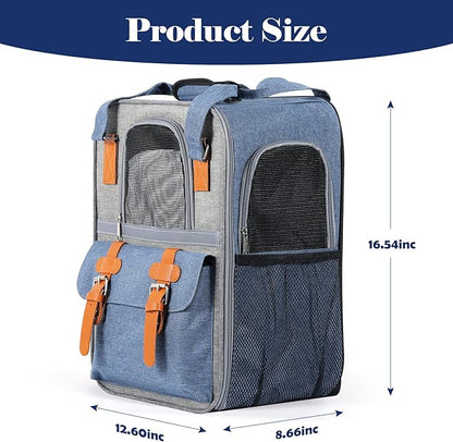 Pet Backpack Carrier for Small Dogs/Cats, Puppies and Small Animals, Fully Ventilated with Breathable Mesh, Comfortable Collapsible Cat Bag for Travel, Hiking, Camping