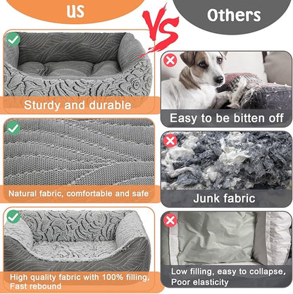 2 in 1 Dog Bed Washable Pet Cooling Beds for Large Medium Small Dogs Cats Orthopedic Reversible Washable Sofa Rectangle Durable Puppy Cuddler Soft Calming Sleeping Bed