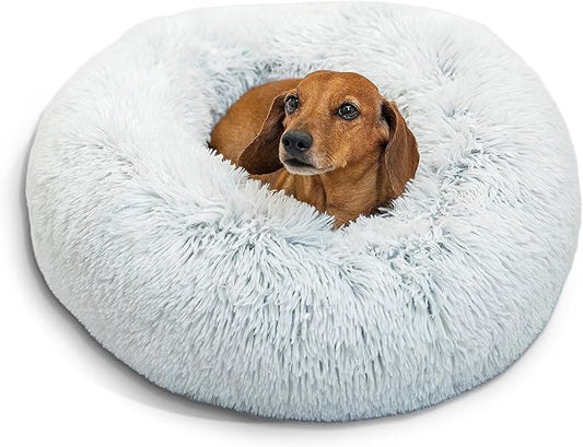 Best Friends by Sheri The Original Calming Donut Cat and Dog Bed in Shag Fur Frost 23"