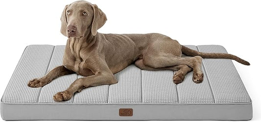 Bedsure Cooling Gel Foam Dog Bed for Large Dogs Cover(44"x32", Grey)