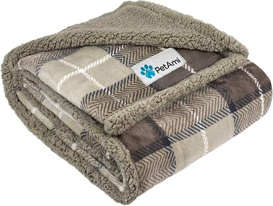PetAmi Dog Blanket for Bed 60x80 Plaid