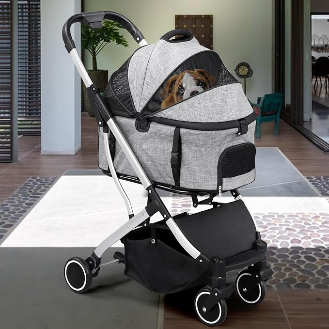 Premium 4-Wheel Pet Stroller for Cats and Small Dogs