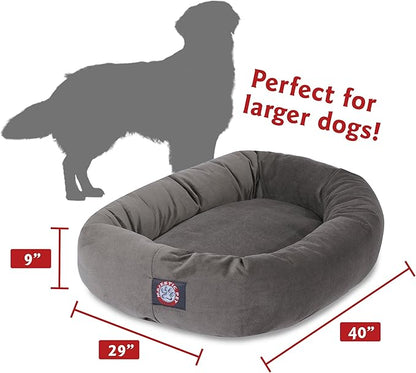 Majestic Pet 40 Inch Suede Calming Dog Bed Washable – Cozy Soft Round Dog Bed with Spine Support for Dogs to Rest their Head 40x29x9 (Inch)