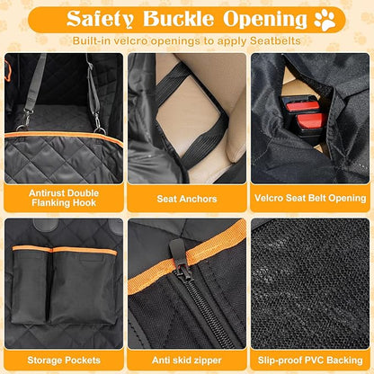 Dog Seat Cover for Tundra/Tacoma/Silverado/Nissan Frontier 4-in-1 600D (60" W 64" L))