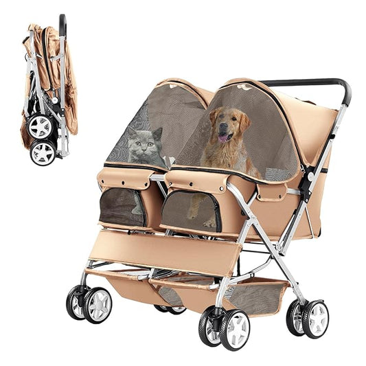 Double Pet Stroller 2 Dogs