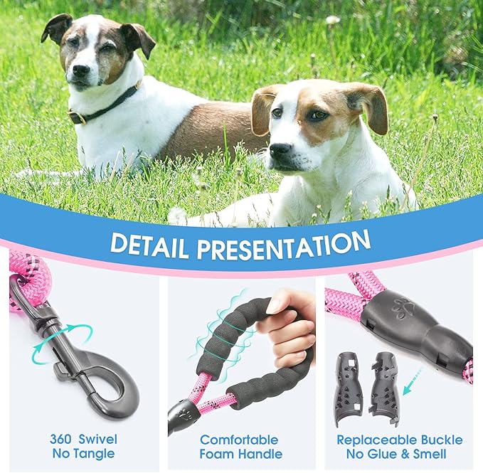 BAAPET 2/4/5/6 FT Dog Leash with Comfortable Padded Handle and Highly Reflective Threads for Small Medium and Large Dogs (5FT-1/2''