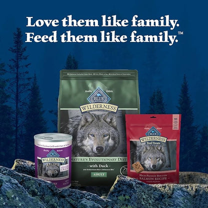 Blue Buffalo Wilderness Natural High-Protein Dry Food for Adult Dogs, with Wholesome Grains, Duck, 4.5-lb bag.