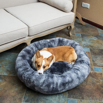 Coohom Oval Calming Donut Cuddler Dog Bed Bed(30"/36") for (XXL(43"x34"x8"), Grey2021)
