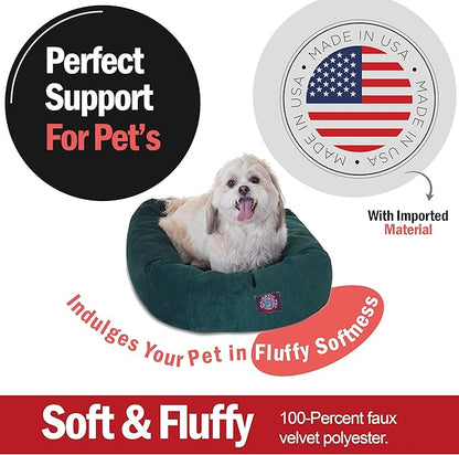 Majestic Pet 24 Inch Micro Velvet Calming Dog Bed Washable – Cozy Soft Round Dog Bed with Spine for Head Support 24x19x7 (inch)