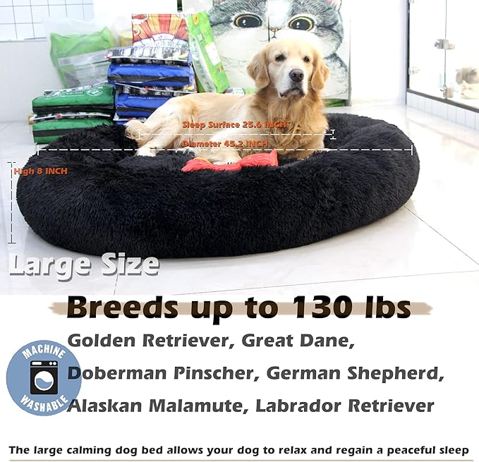 Black Dog Bed for Extra Large Dogs 150 lbs