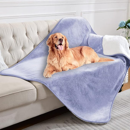 Waterproof Blanket for Bed Couch Sofa, Soft Liquid Pee Proof Pet Blanket for Dog Puppy Cat, Reversible Sherpa Fleece Blanket for Furniture Protector (Lilac, 50x60 inches)