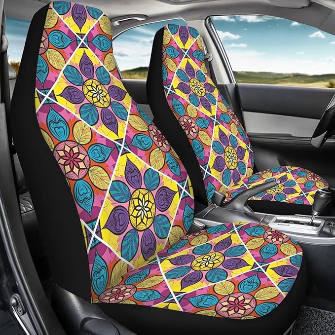UNICEU Mandala Flowers Tribes Car Front Seat Covers Set of 2