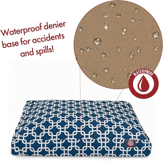 Navy Blue Links Medium Rectangle Indoor Outdoor Pet