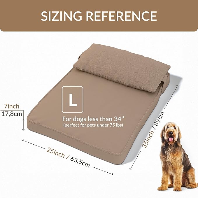35"x 25" x 7" Washable Dog Bed with Square Pillow and Waterproof Cover