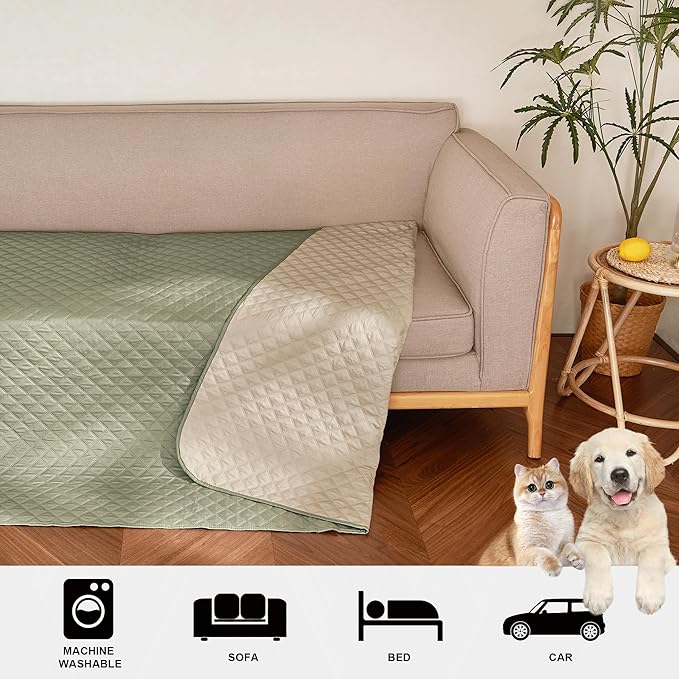 NICETOWN Pet Blanket, Water Resistant Cat Blanket, Dog Puppy Blanket, Dog Hair Repellent Blanket for Small Medium Large Dogs, Waterproof Sectional Couch Covers， 1 PC, 62 x 82, Beige/Khaki