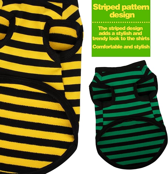 Paiaite 6 Pieces Dog Striped Shirt Cotton Sleeveless