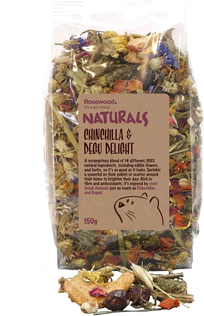 Rosewood Naturals Chinchilla & Degu Delight, Small Animal Treats, 150g