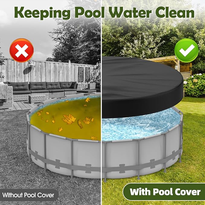 24FT Round Pool Cover Pool Covers for Above Ground Pools 210D Solar Pool Cover Heavy Duty Pool Covers Resist Tear and Fade