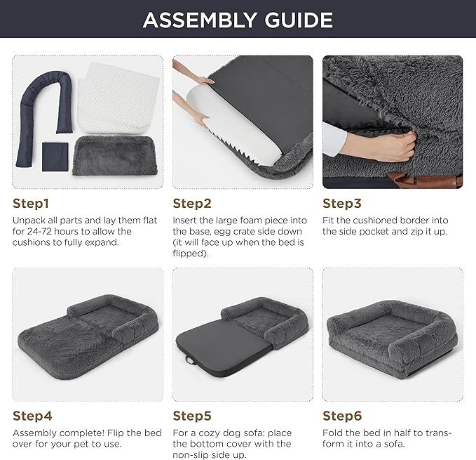 Bedsure Foldable Human Dog Bed for Kids 2 in 1 Calming