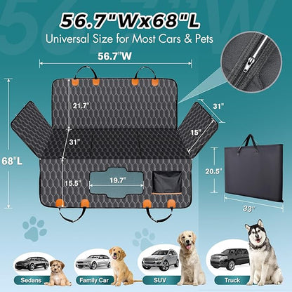 XL Back Seat Extender for Dogs-Supports 400lb Bottom-Detachable,600D Heavy