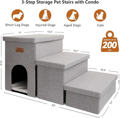 Dog Stairs 17.5"H, Folding 200 lbs 3 Steps