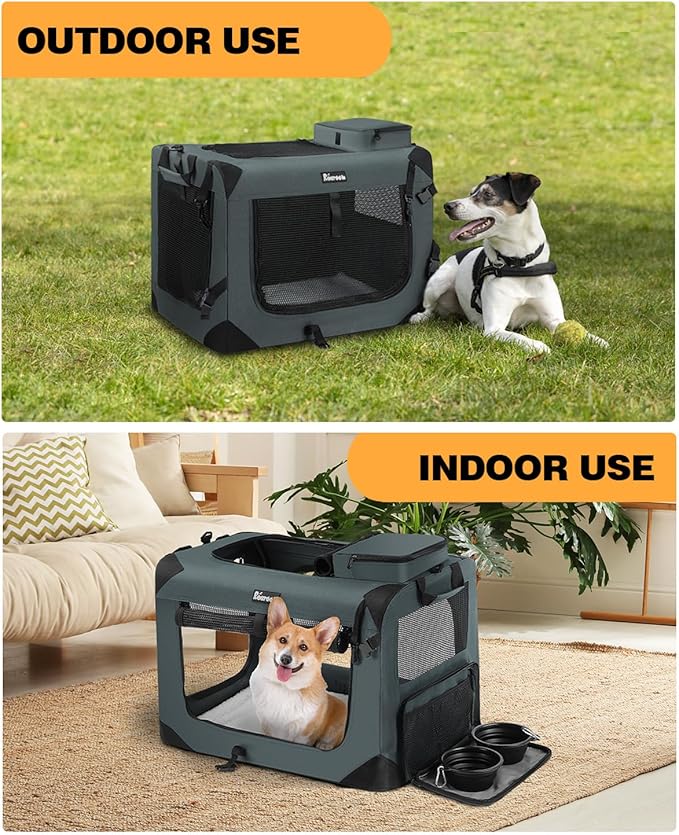 Large Cat Carrier 24"x16"x16" 2 Bowls,