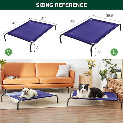 Love's cabin Elevated Cooling Dog Bed for Medium Dogs Beach,Blue,43 inches