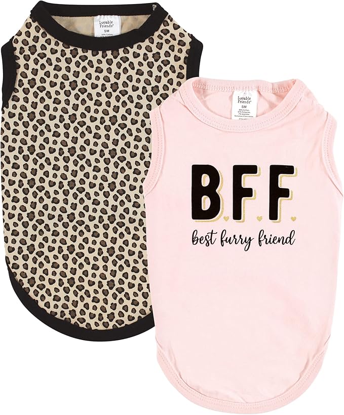Luvable Friends Dog Pet Dog and Cats Cotton T-Shirts 2pk