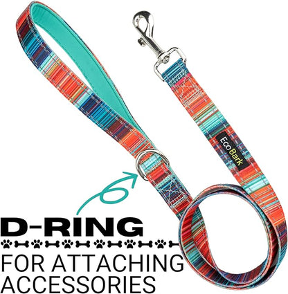 EcoBark Dog Leash - 4 FT / 5 FT / 6 FT Reflective Dog Leash- Eco-Bright Dog Leashes with Padded Handle - Strong Heavy Duty Dog Leash - Nylon Dog Leash for Medium and Large Dogs (Multicolor Dog Leash)