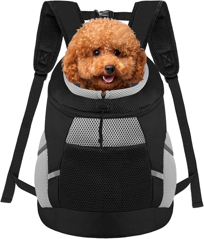 SUNRISING Pet Dog Carrier Backpack for Small Dogs,Dog Front Carrier with Storage Pockets Head Out Breathable Dog Back Pack for Hiking Dog Backpack Carrier with Safety Strips Black L