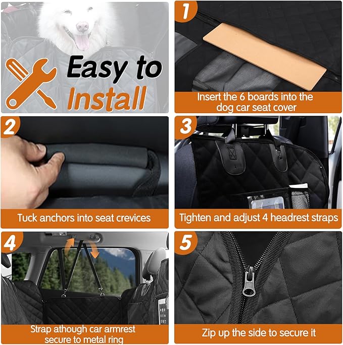 Dog Car Seat Cover for Back Seat with Strong Hard Bottom