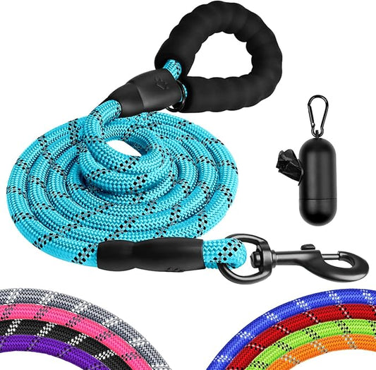 Heavy Duty Dog Leash for Large Medium Small Breed Dogs Handle,4/5/6 FT Blue,1/2 inch