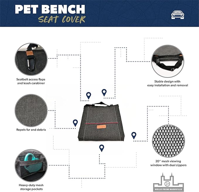 Pet Seat Cover for Your Back Seat and Durable Dog Car Hammock 53" X 41.5" to