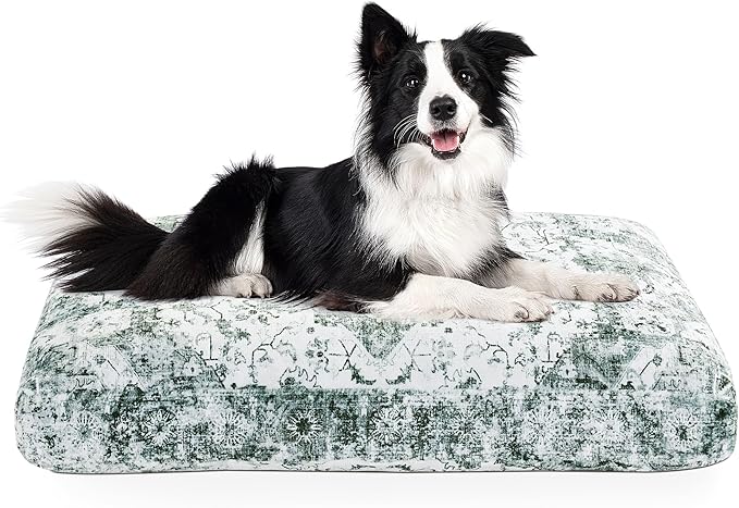 BALAPET Large Dog Bed Boho Style Soft Low-Pile Floral Dog Crate Beds High Density Foam Padded Pet Bed