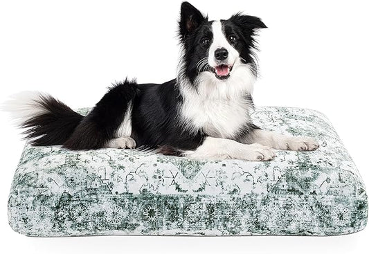 BALAPET Large Dog Bed Boho Style Soft Low-Pile Floral Dog Crate Beds High Density Foam Padded Pet Bed