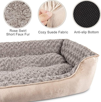 JOEJOY Rectangle Dog Bed for Large Medium Small Dogs Machine Washable Sleeping Sofa Non-Slip Bottom Breathable Soft Puppy Bed Durable Orthopedic Calming Pet Cuddler