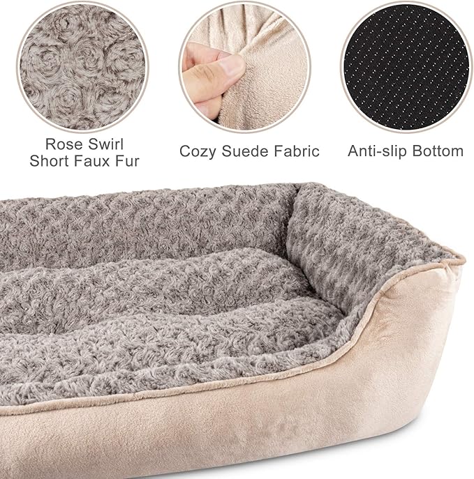 JOEJOY Rectangle Dog Bed for Large Medium Small Dogs Machine Washable Sleeping Dog Sofa Bed Non-Slip Bottom Breathable Soft Puppy Bed Durable Orthopedic Calming Pet Cuddler