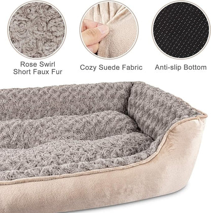 JOEJOY Rectangle Dog Bed for Large Medium Small Dogs Machine Washable Sleeping Sofa Non-Slip Bottom Breathable Soft Puppy Bed Durable Orthopedic Calming Pet Cuddler