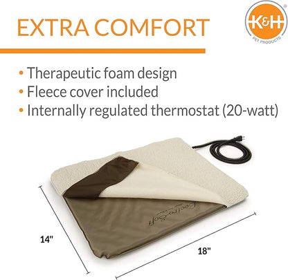 K&H Pet Products Lectro-Soft Outdoor Heated Pet Bed for Outdoor Cat House for Winter Insulated Waterproof 18"x14"