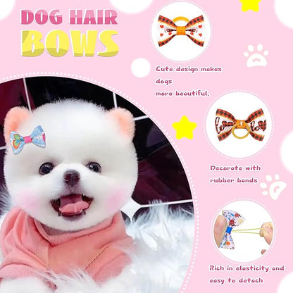 Puppy Small Dogs Hair Barrettes Bows with Rhinestone Tiny Birthda,30 Pairs