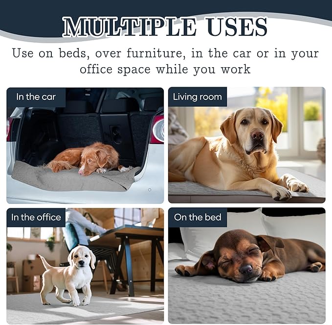 Stuffed Waterproof Dog Bed Cover Pet Blanket 52"X82", Grey