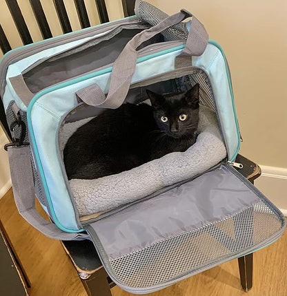 Enjoying Plush Cat Bed Mat 10" x 15" Pet Cushion with Pillow Around for Puppy Curling Sleep Cat Pad for Cat Carrier/Crate Dog Self-Warm Bed