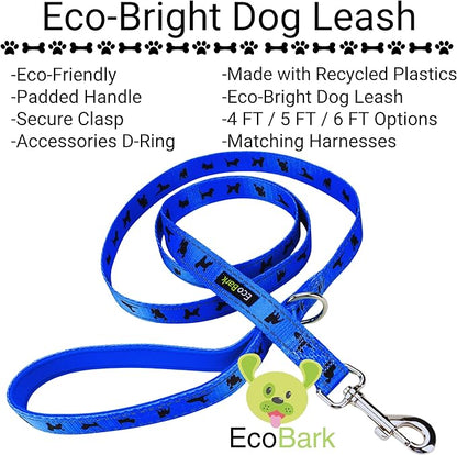 EcoBark Dog Leash - Soft & Reflective Comfort Leash with Padded Handle - Strong Durable Heavy Duty - Training and Pulling for Small, Medium or Large Dogs (Royal Blue)