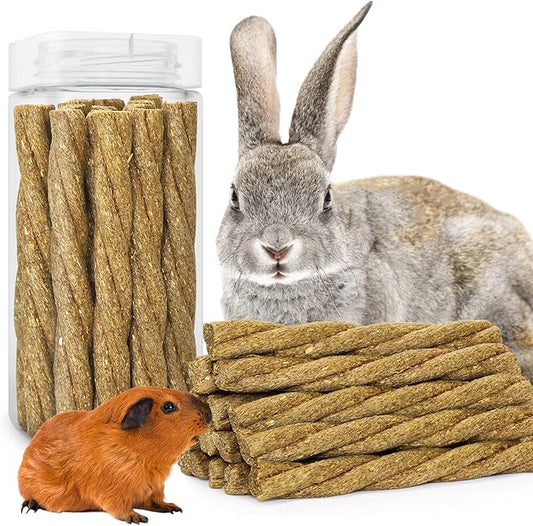 20pcs Natural Timothy Hay Sticks ,Guinea Pig Chinchilla Rabbits Chew Toys Small Animals Treats Bunny Toys ,Timothy Grass Molar Sticks Good for Pets Rats Bunny Teeth Health (Oatstraw Sticks)